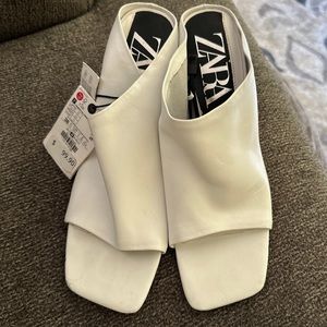 ZARA White Square Toe Sandals Size 38
